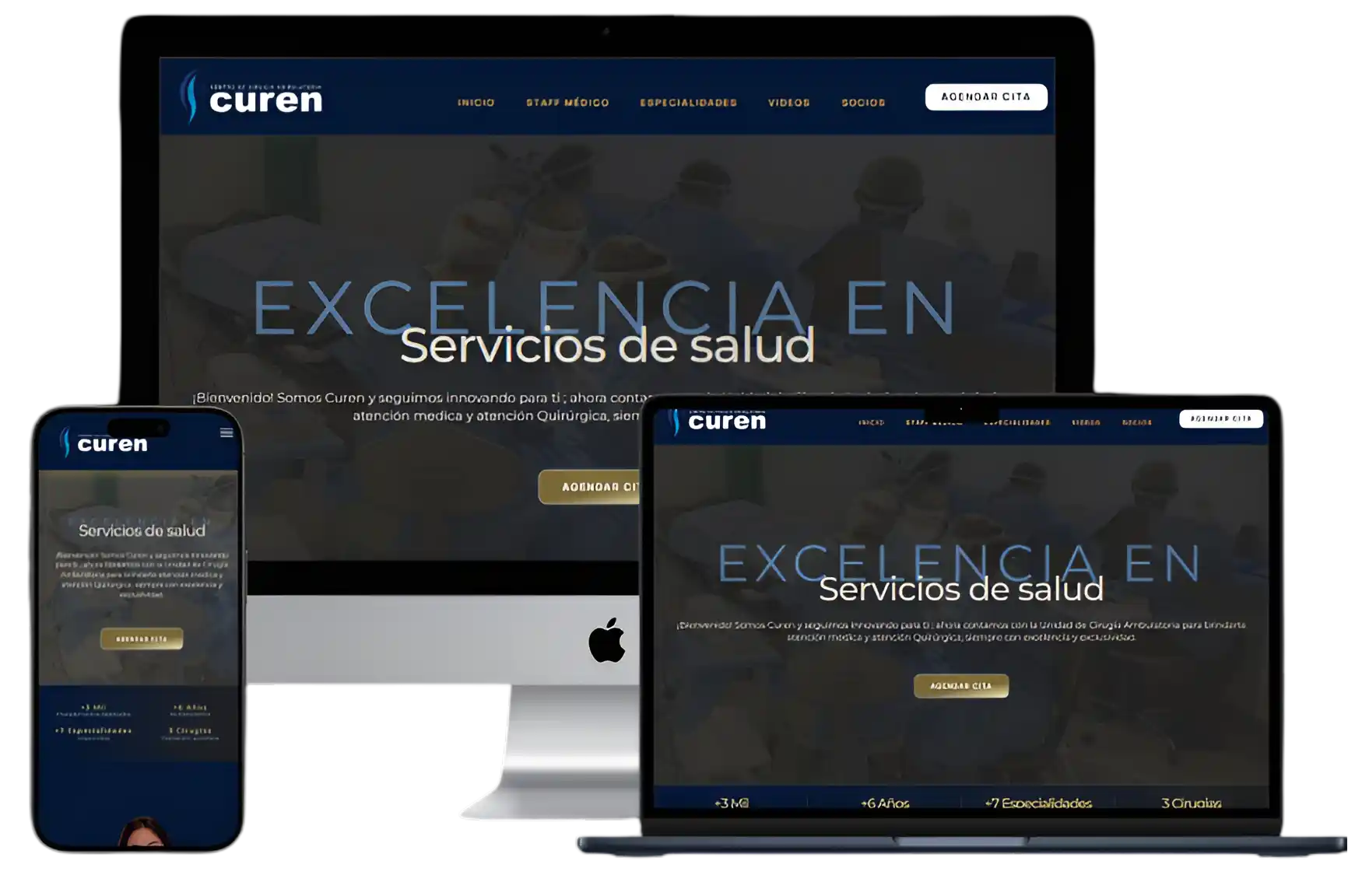 Imagen de diseño web para Clinicas CUREN