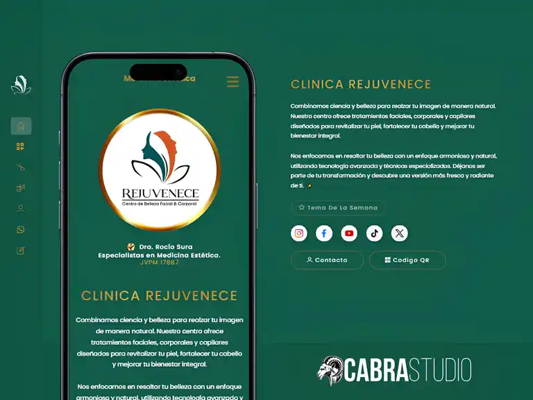 Dra. Rocio Sura Diseño de Tarjeta de Presentación Digital para Especialista en Medicina Estética.