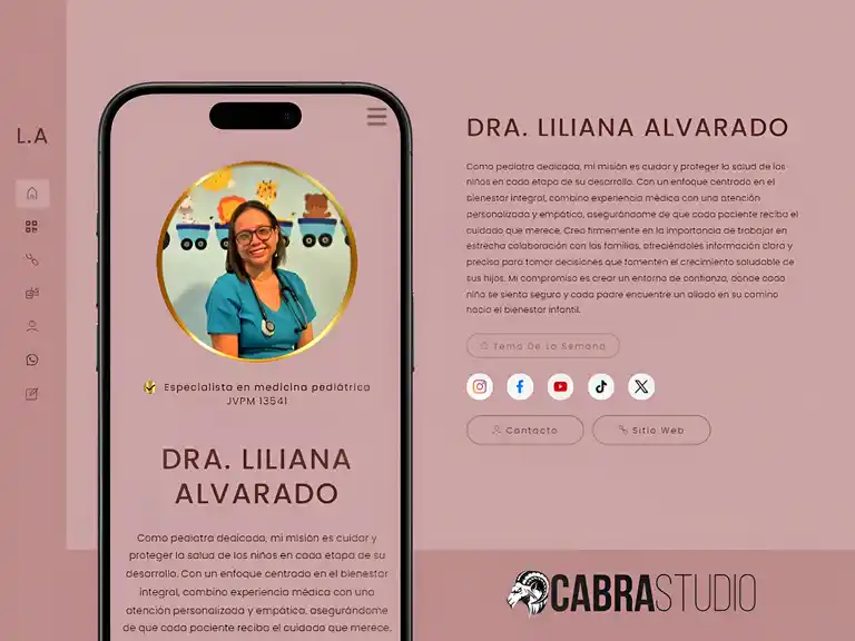 Dra. Liliana Alvarado Diseño de Tarjeta de Presentación Digital para Especialista en Medicina Pediátrica.