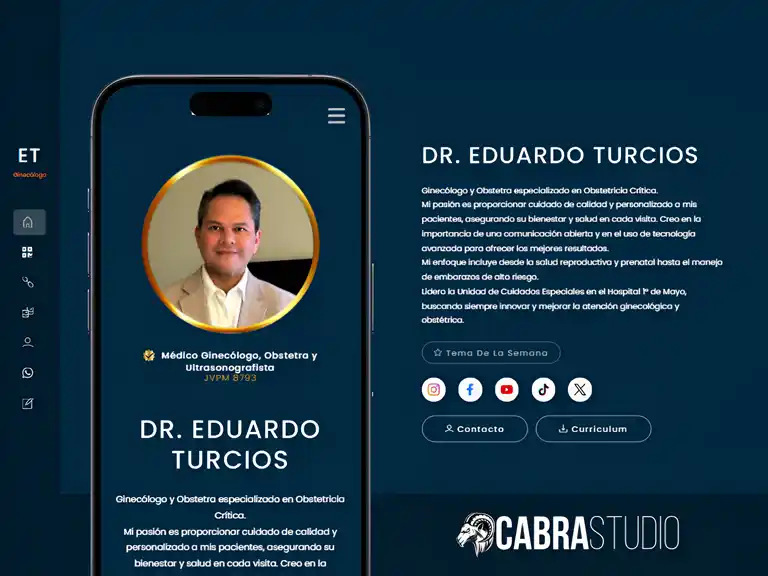 Dr. Eduardo Turcios Diseño de Tarjeta de Presentación Digital para Médico Ginecólogo.